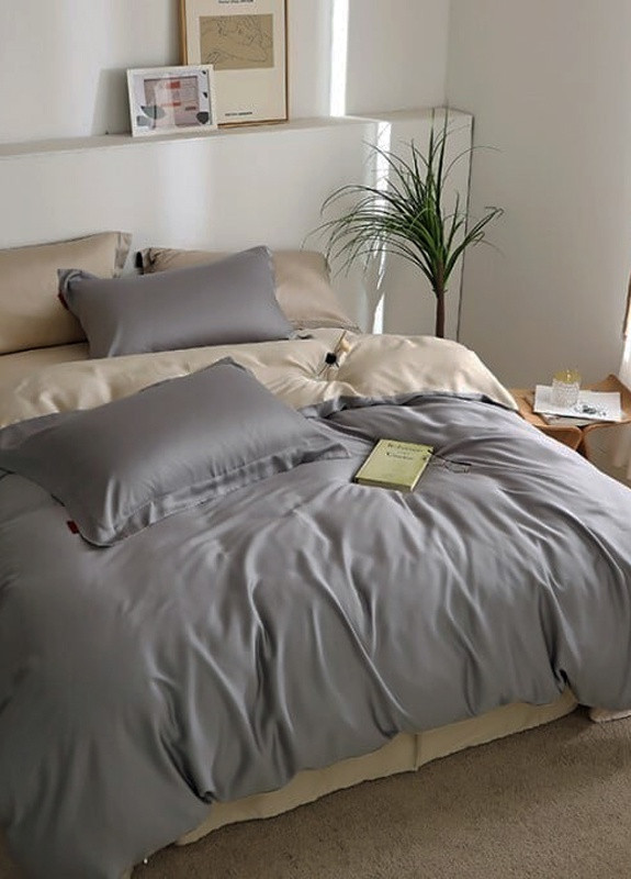 Постельное белье ДУЭТ TRUE GREY/DESERT SAND Сатин однотон Евро 550570-3 MERISET (259501849)