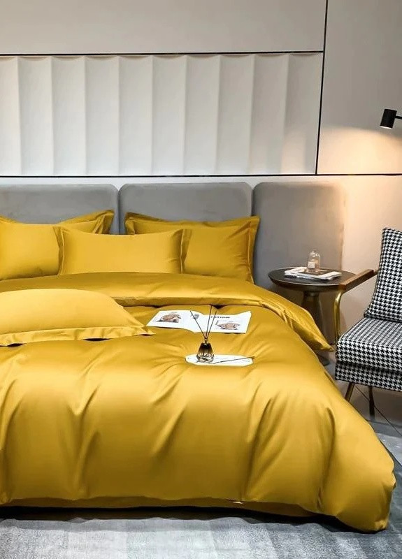 Постільна білизна GOLDEN Сатин однотон Сімейний на резинці 550560-8 MERISET (259501944)