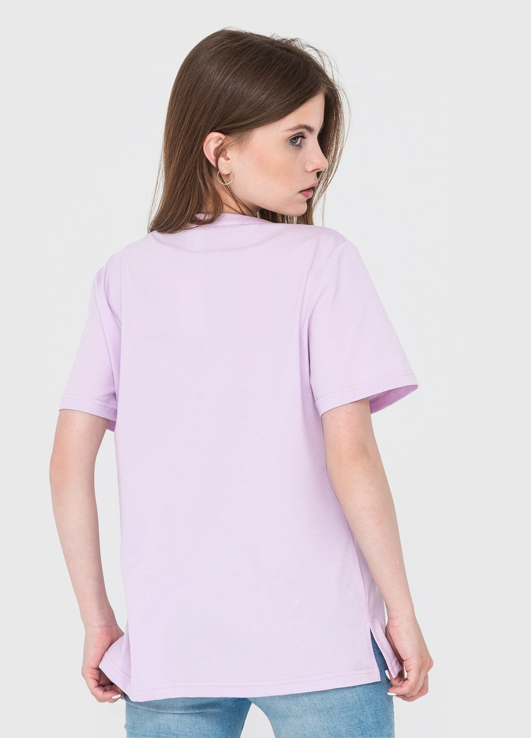 Светло-фиолетовая летняя футболка женская с коротким рукавом Роза