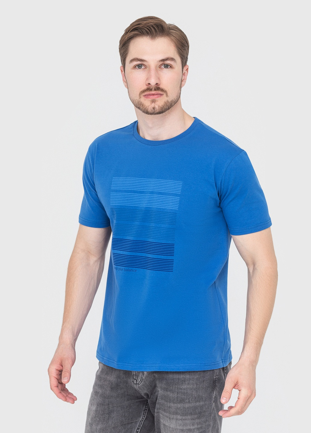 Темно-блакитна футболка для чоловіків з коротким рукавом Роза