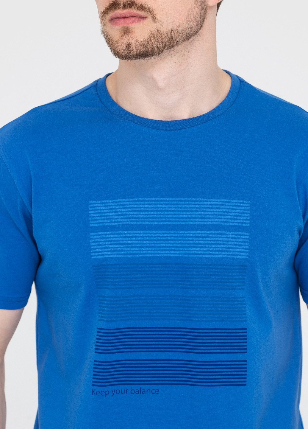Темно-голубая футболка мужская с коротким рукавом Роза