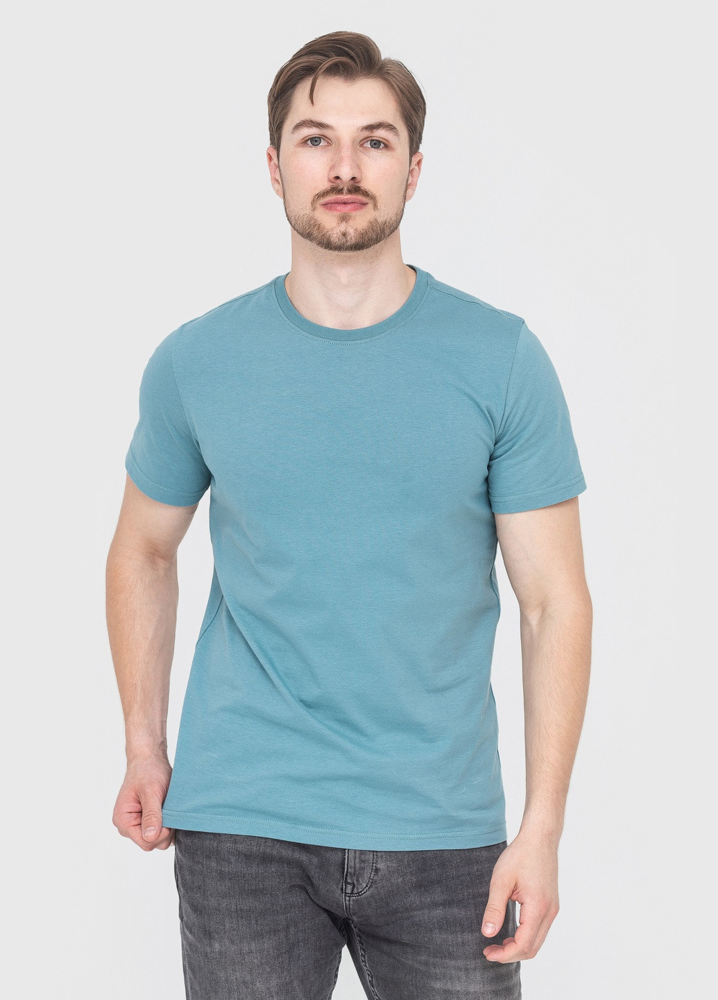 Блакитна футболка для чоловіків з коротким рукавом Роза