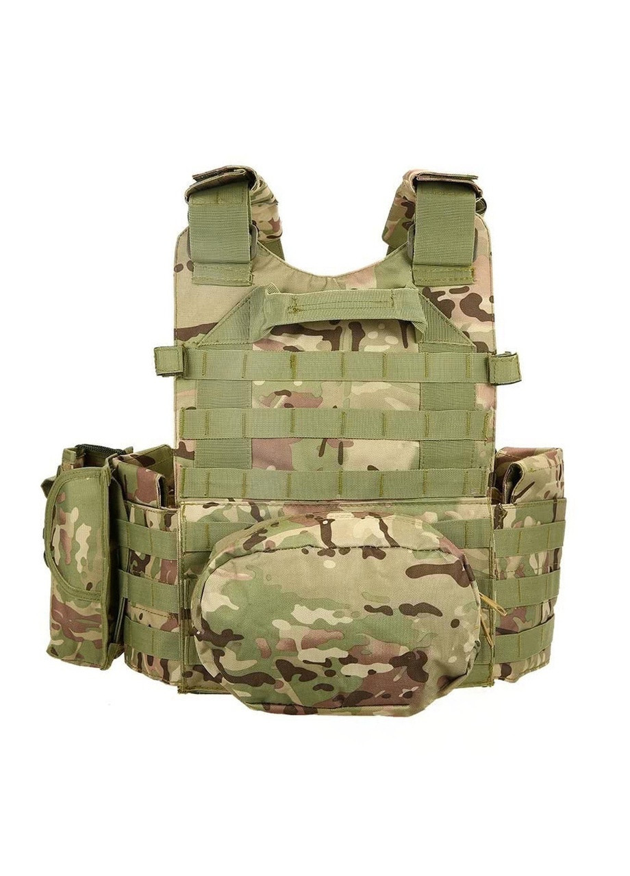 Жилет тактичний плитоноска MOLLE мультикам військова армійська No Brand (259502579)