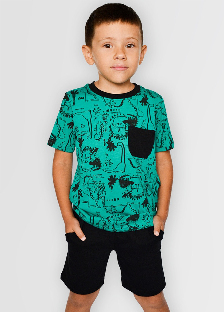 Зеленый комплект для мальчиков (шорты+футболка) Роза