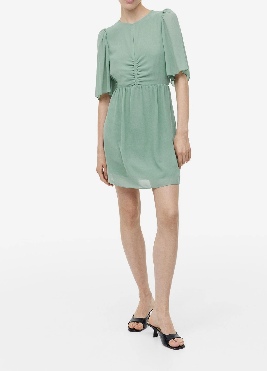 Мятное деловое платье H&M однотонное