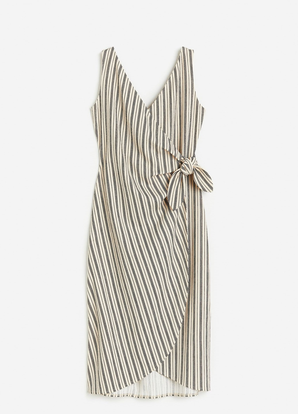 Светло-бежевое кэжуал платье H&M в полоску