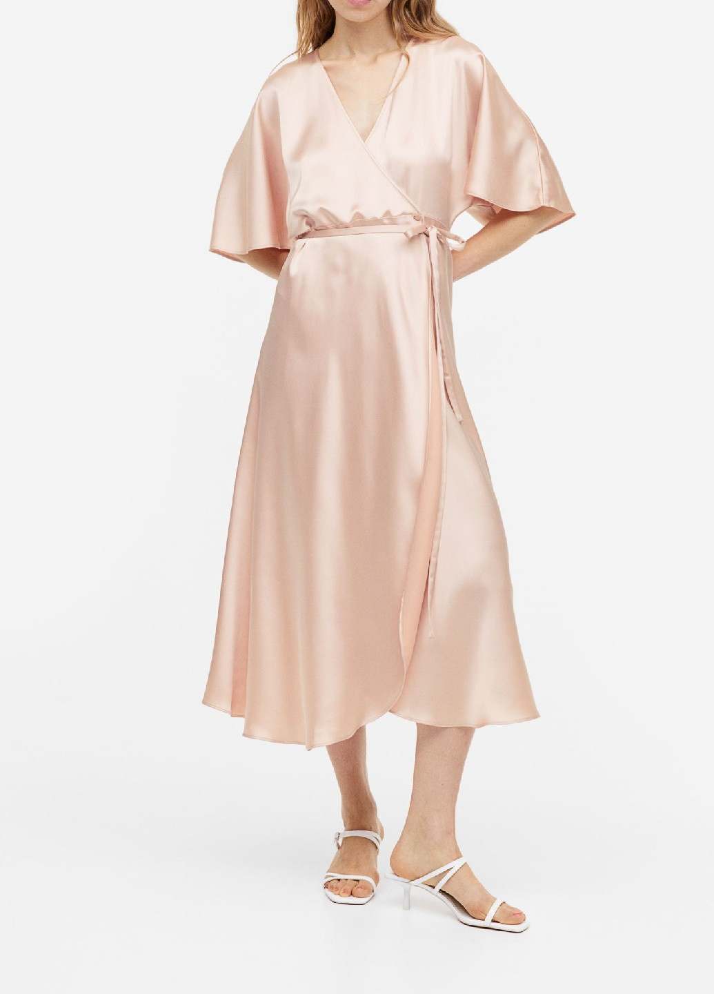 Светло-розовое вечернее платье H&M однотонное