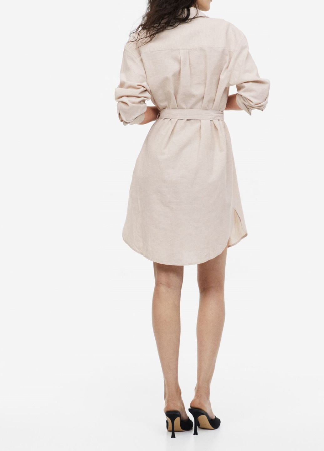 Светло-бежевое кэжуал платье H&M однотонное