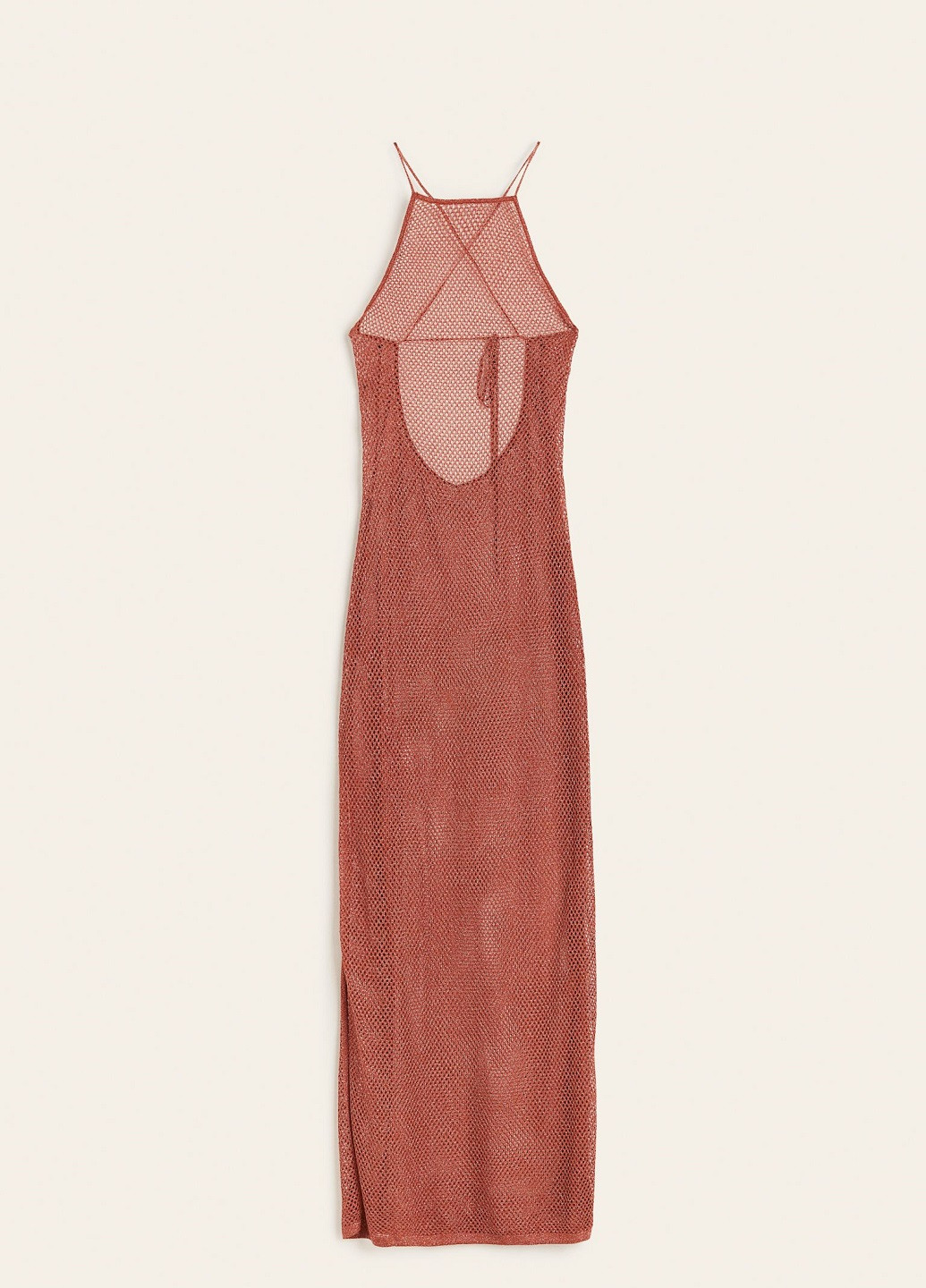 Коричневое пляжное платье H&M однотонное