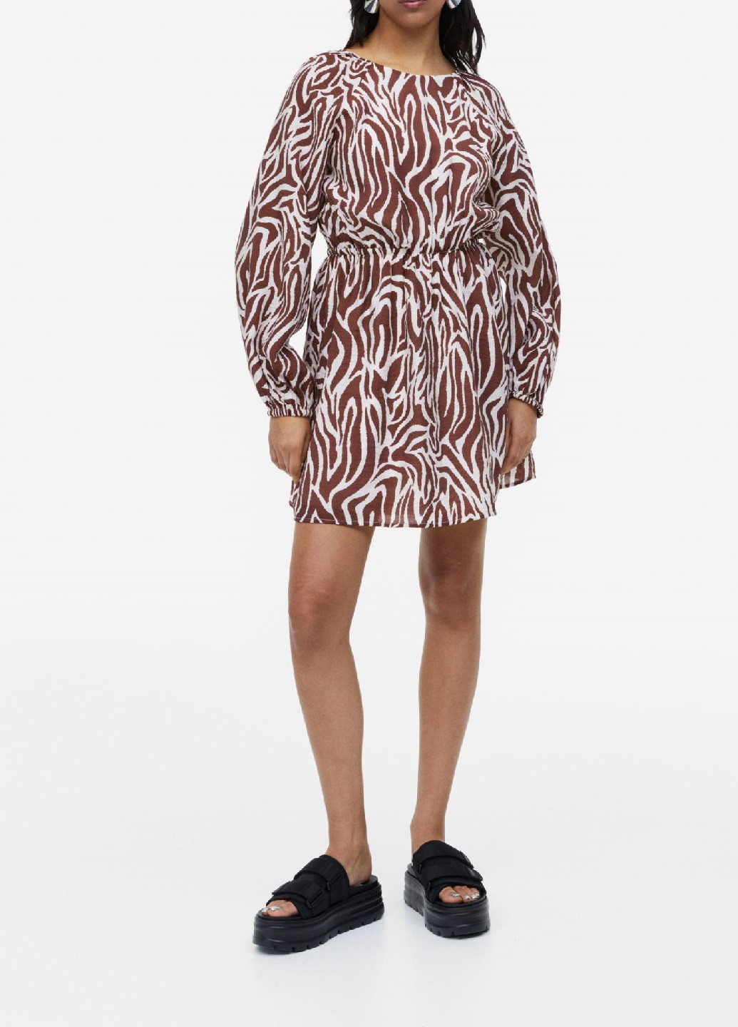 Темно-коричнева кежуал сукня H&M зебра