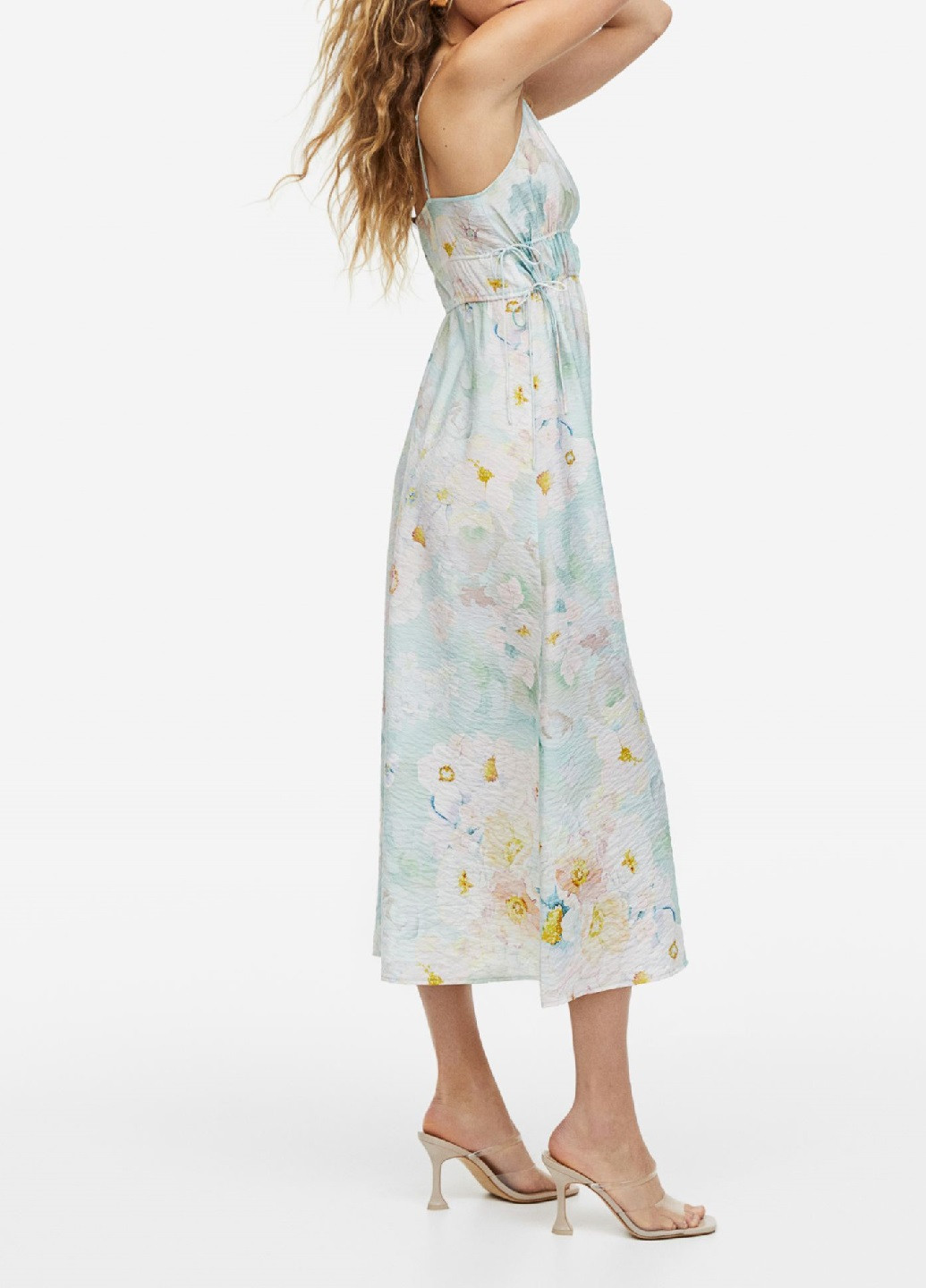 Комбинированное деловое платье H&M с цветочным принтом
