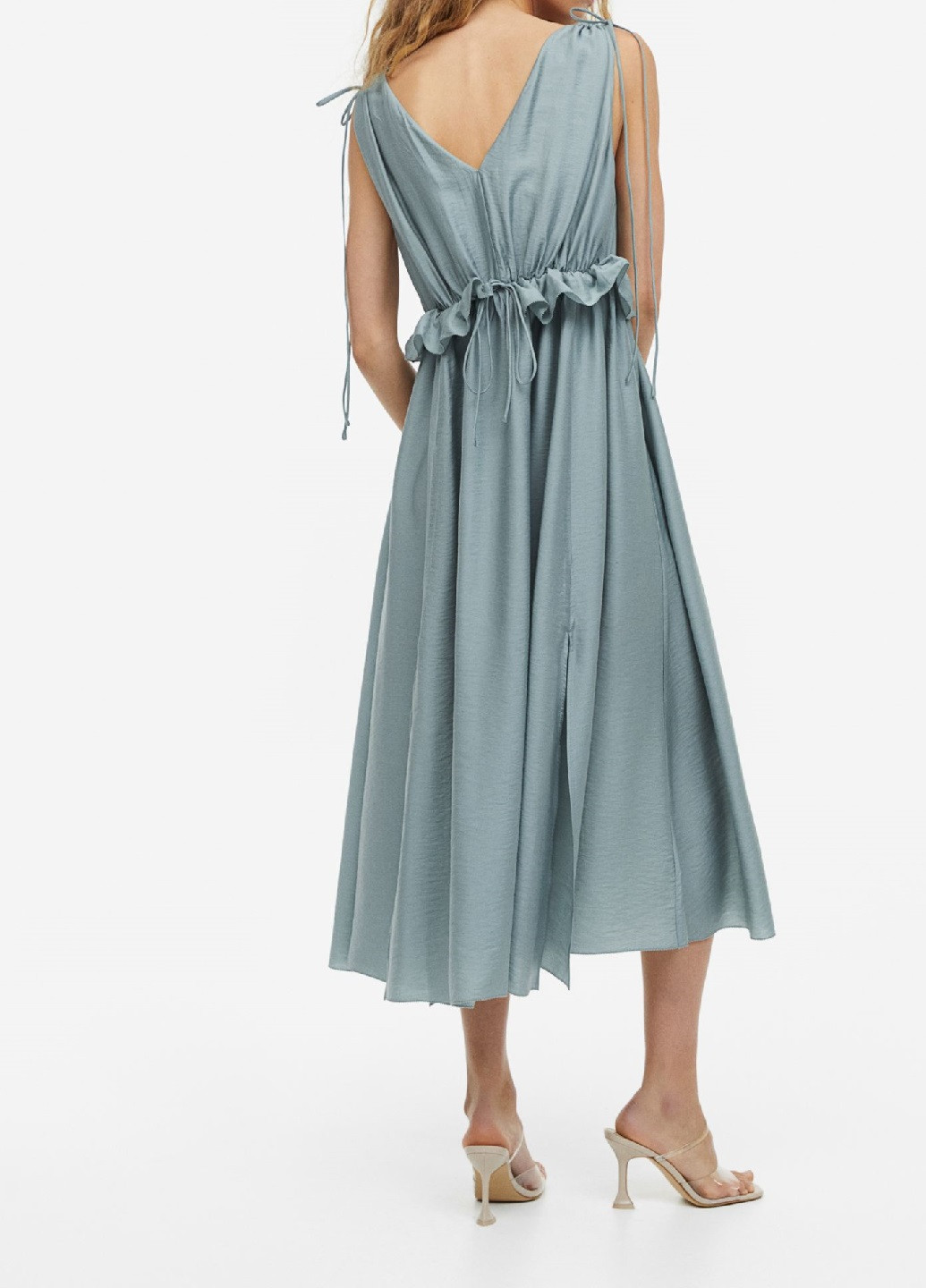 Серо-голубое кэжуал платье H&M однотонное
