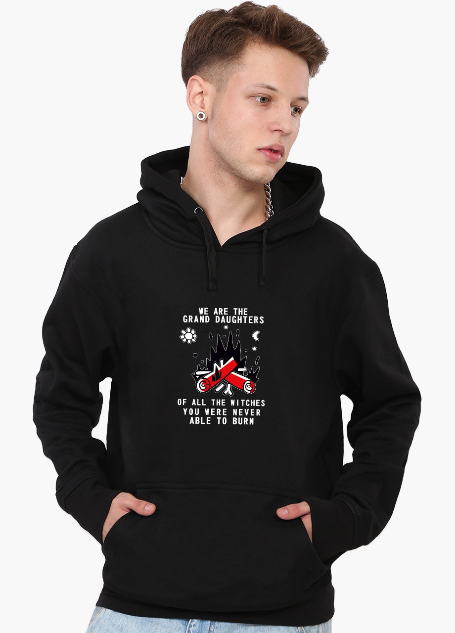 Худі чоловічий Ми внучки відьом, яких вам не спалити (9225-2060) Чорний MobiPrint (259519903)