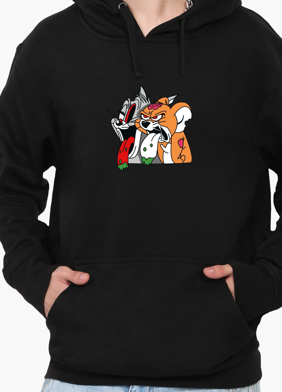 Худи мужской Том и Джерри (9225-2089) Черный MobiPrint (259519720)