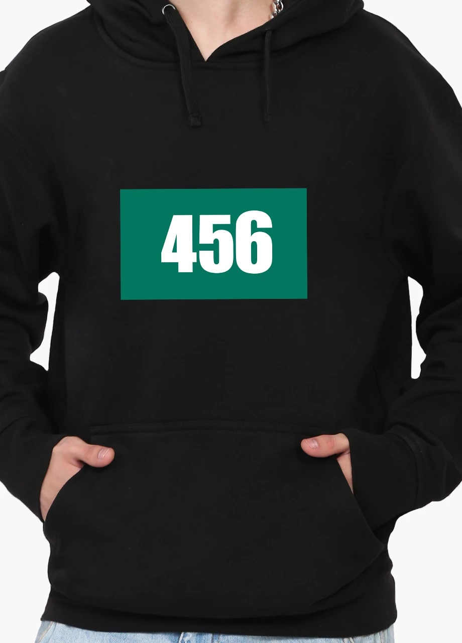 Худи мужской Номер 456 Ли Чжунг-Чжаэ Игра в кальмара (Squid Game) (9225-3362) Черный MobiPrint (259519774)