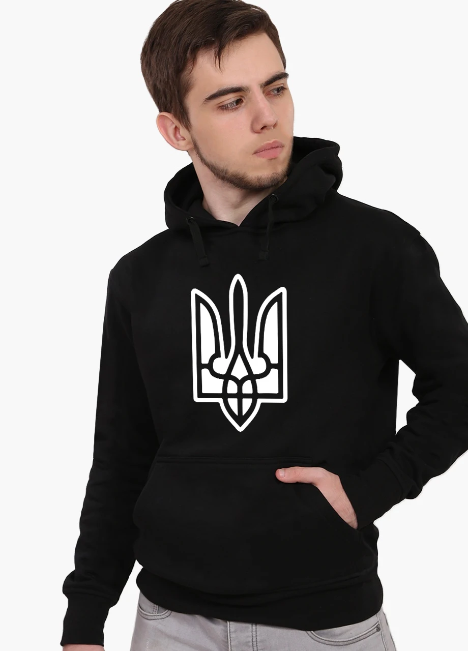 Худи мужской Трезубец (9225-3735) Черный MobiPrint (259519940)