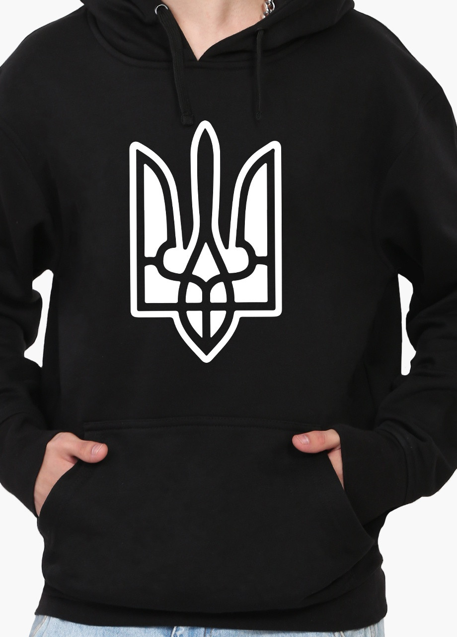 Худи мужской Трезубец (9225-3735) Черный MobiPrint (259519940)