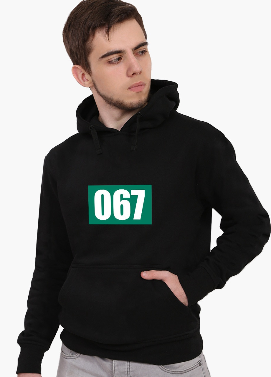 Худи мужской Номер 067 Чонхойон Игра в кальмара (Squid Game) (9225-3361) Черный MobiPrint (259519770)