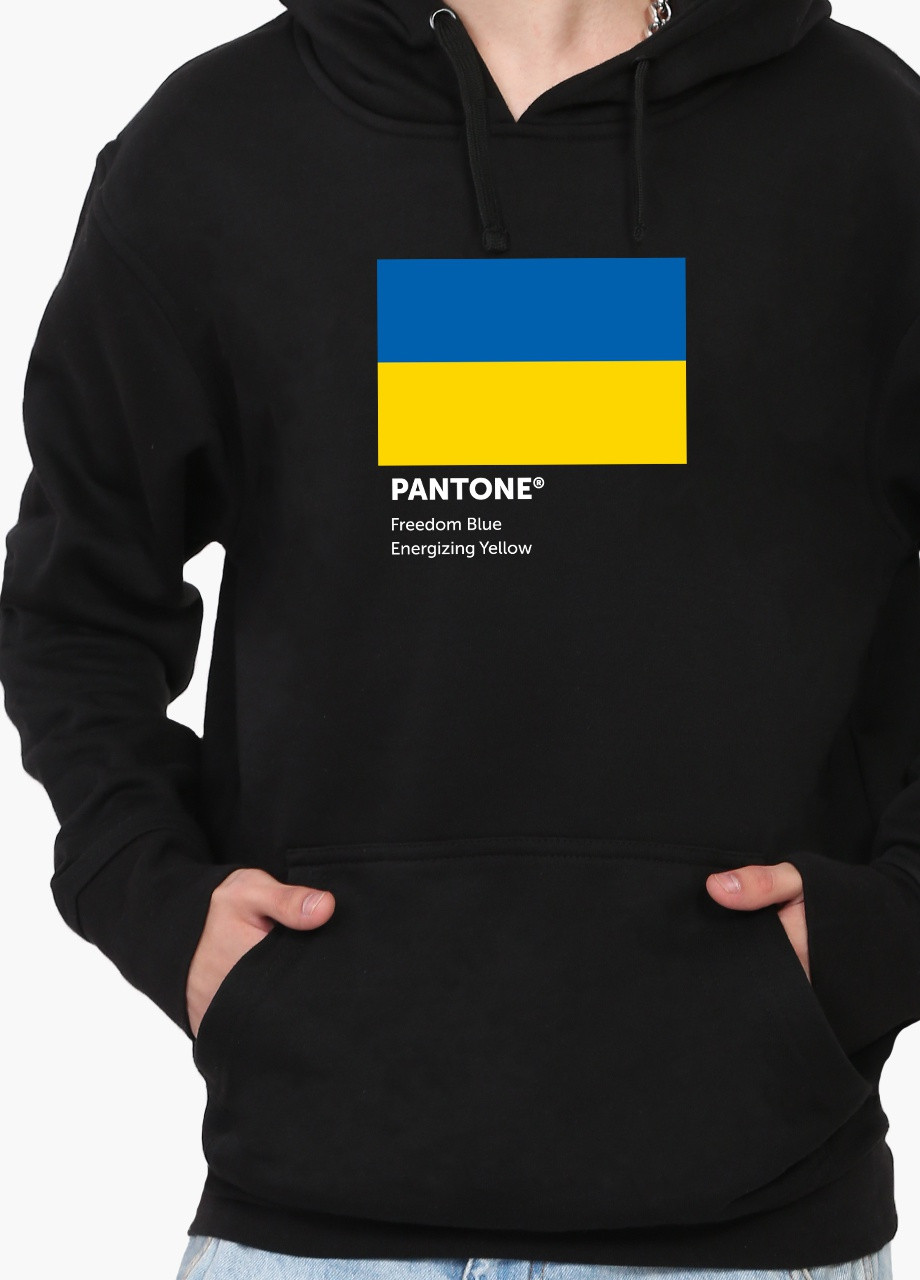 Худи мужской Украина Пантон (9225-3758) Черный MobiPrint (259519945)