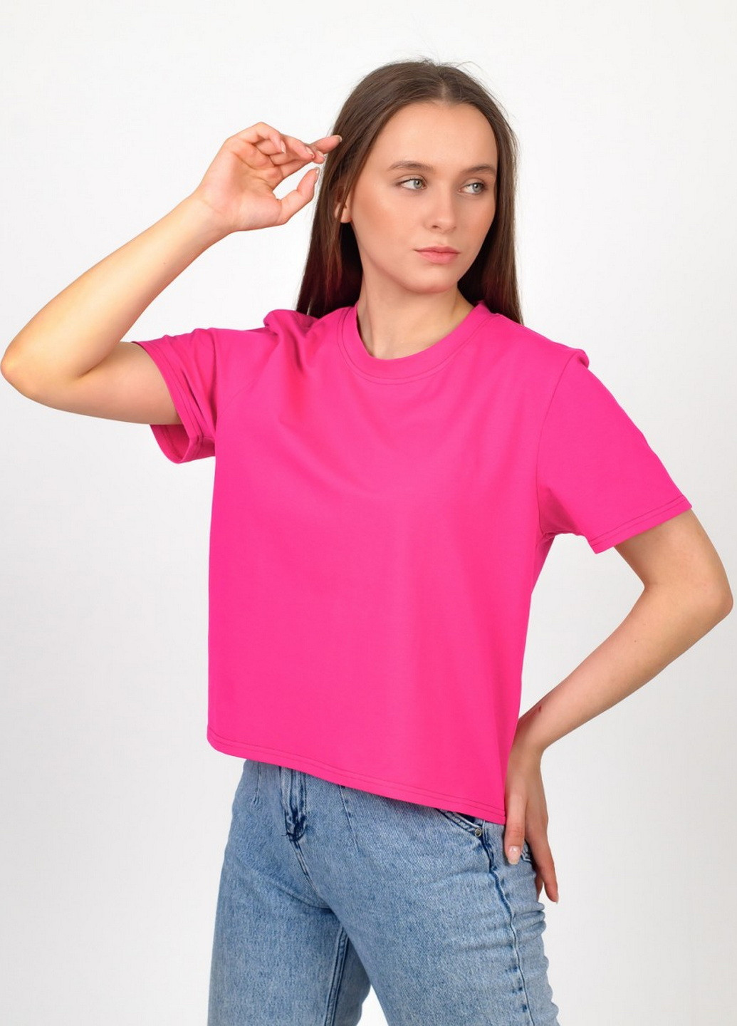 Розовая всесезон футболка женская хлопковая с коротким рукавом NEL
