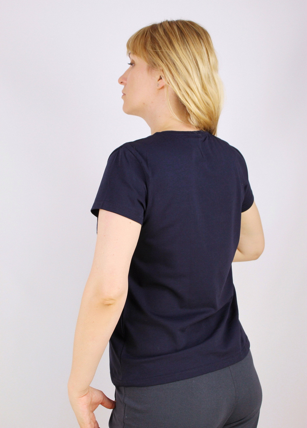 Темно-синя всесезон футболка жіноча бавовняна з коротким рукавом NEL
