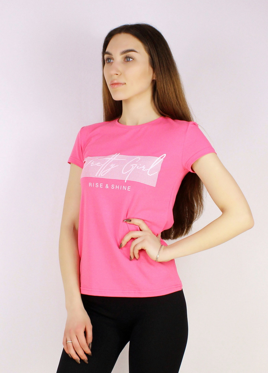 Рожева всесезон футболка жіноча бавовняна з коротким рукавом NEL