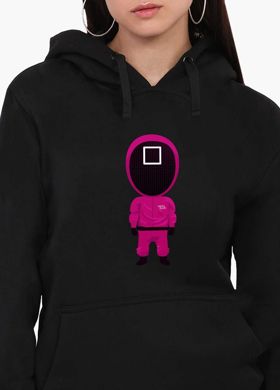 Худи женский Квадрат Офицер Игра в кальмара (Squid Game) (8921-3360) Черный MobiPrint (259519932)