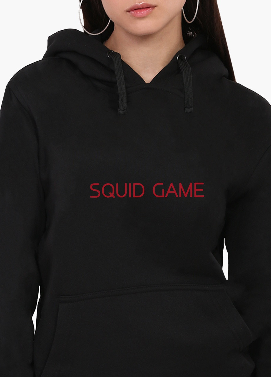 Худі жіночий Гра в кальмара (Squid Game) (8921-3363) Чорний MobiPrint (259519796)