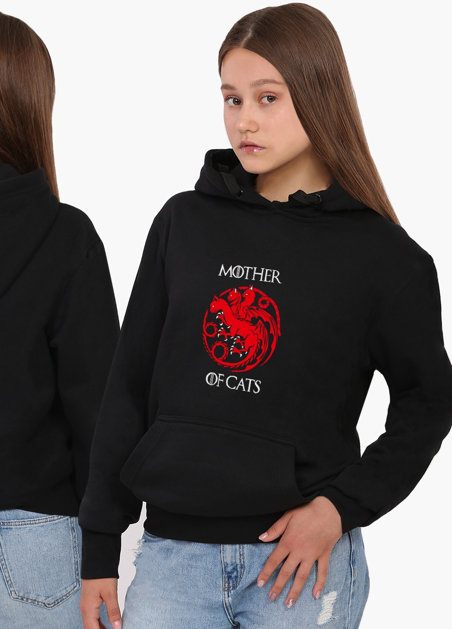 Худі жіночий Мати котів (Mother Of Cats) (8921-2015) Чорний MobiPrint (259519817)