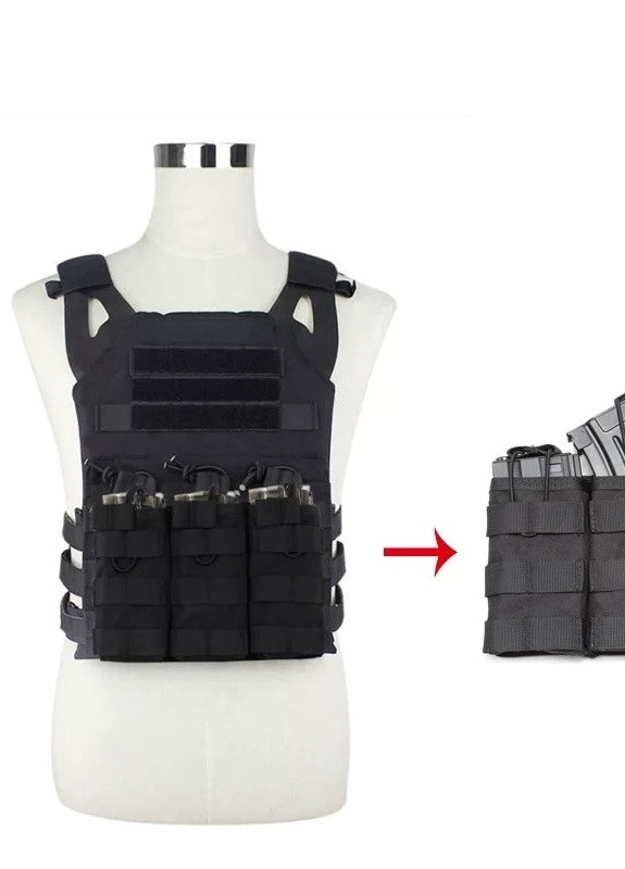 Подсумок черный MOLLE под магазины на плитоноску жилет тактический No Brand (259506197)