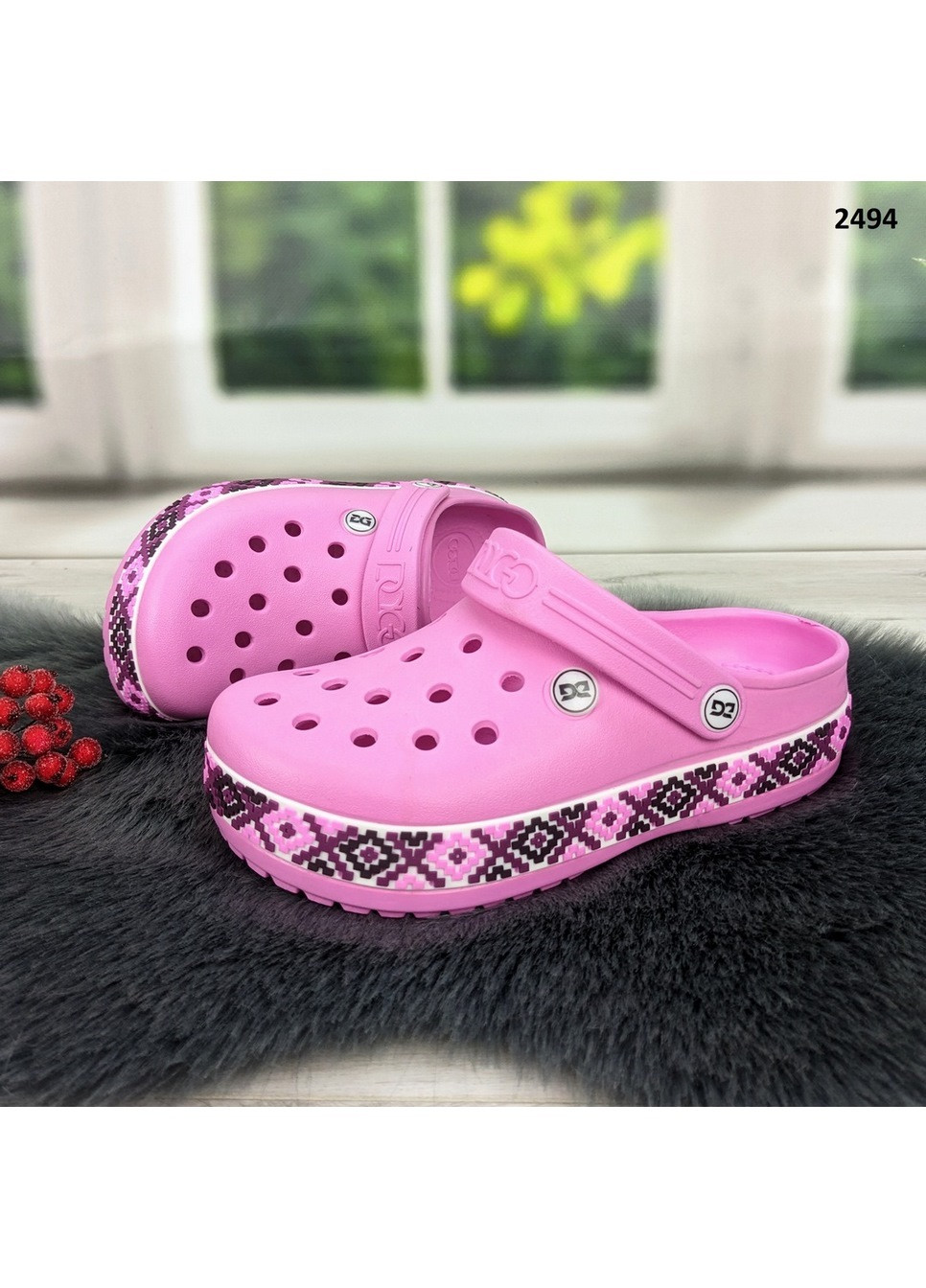 Сабо крокси жіночі піна з узором вишиванка Dago (259508645)