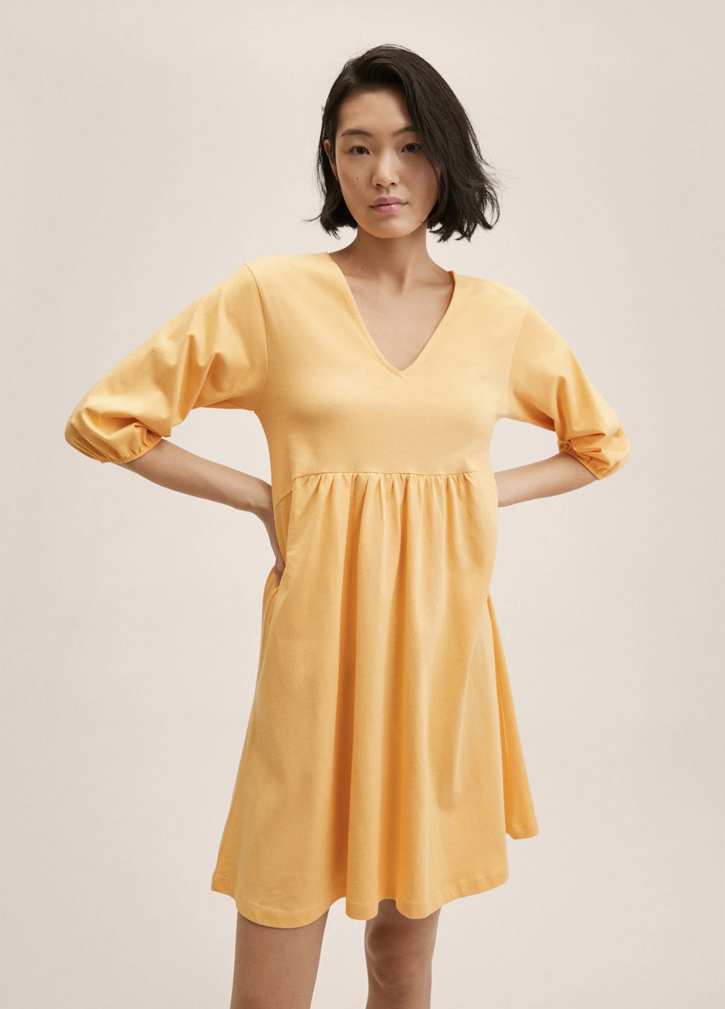 Жовтий кежуал бавовняна сукня Mango однотонна