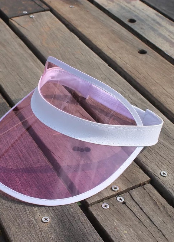 Жіночий пластиковий прозорий козирок лого брендований рожевий No Brand (259521251)