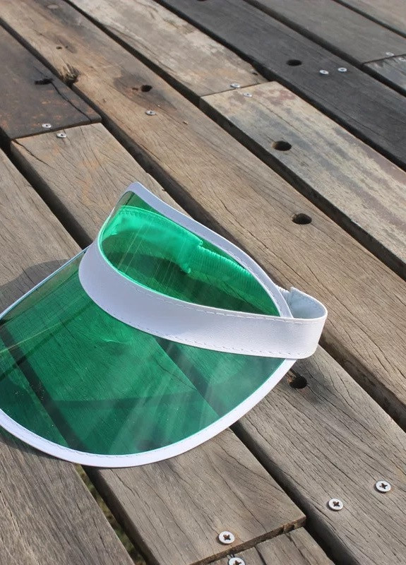 Женский пластиковый прозрачный козырёк лого брендированный зеленый салатовый No Brand (259521261)