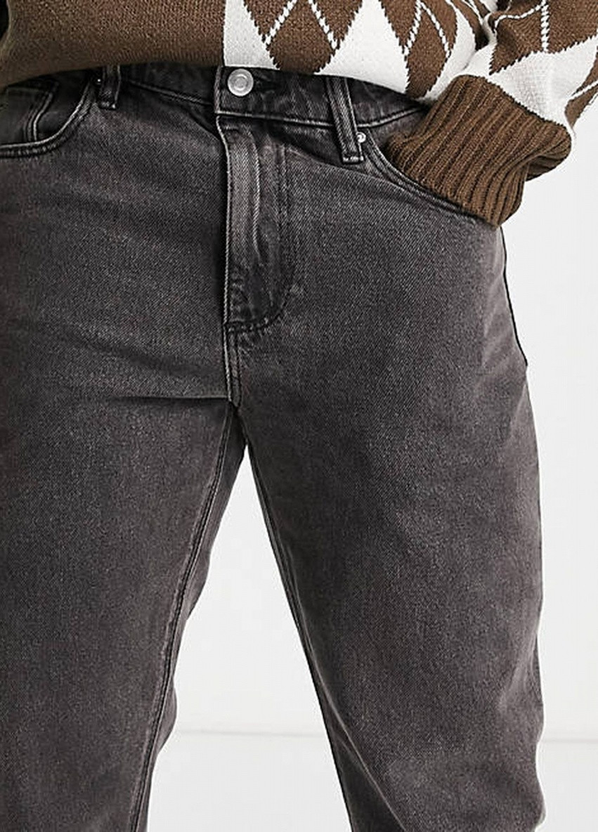 Темно-серые демисезонные джинси вільного крою 1784184 Grey Asos