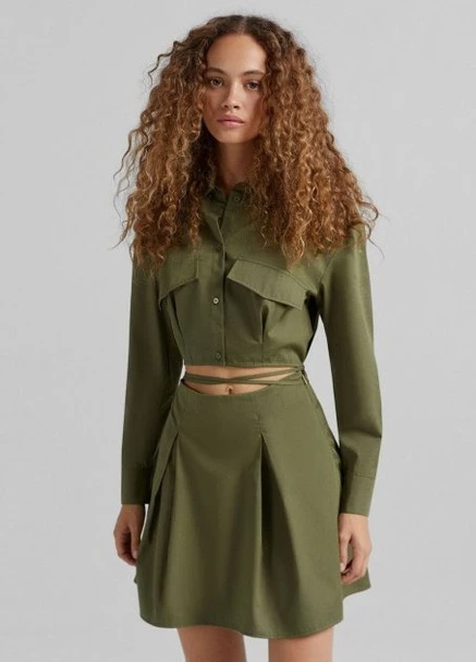 Оливковое (хаки) платье деффект Bershka