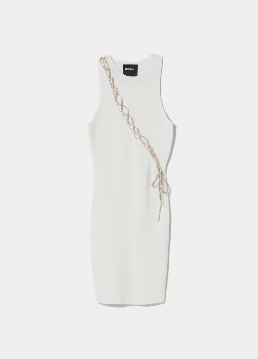 Белое платье деффект Bershka