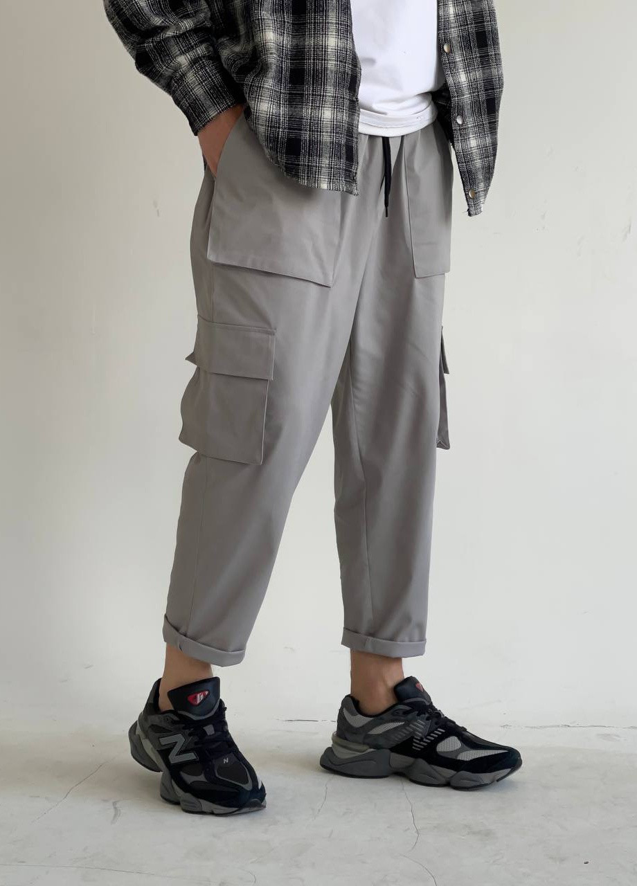 Серые кэжуал демисезонные карго брюки GRUF