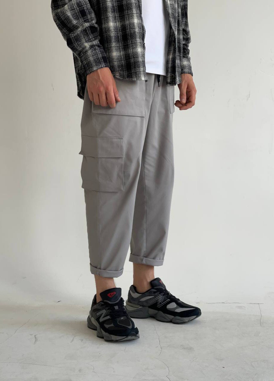 Серые кэжуал демисезонные карго брюки GRUF