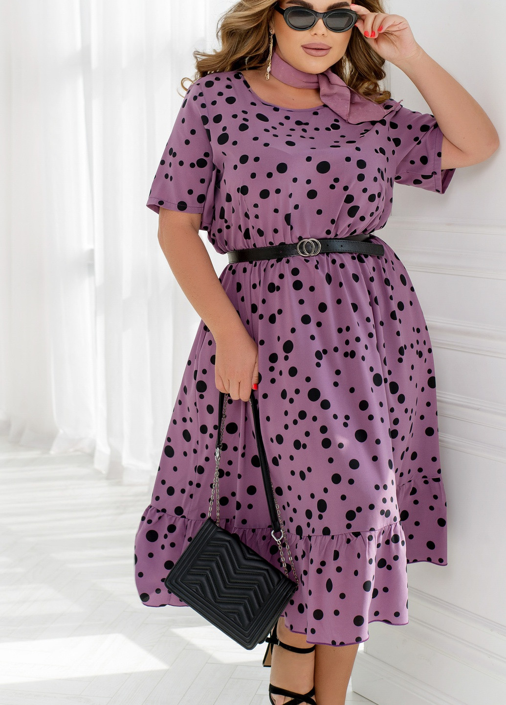 Фиолетовое кэжуал сукня Minova в горошек