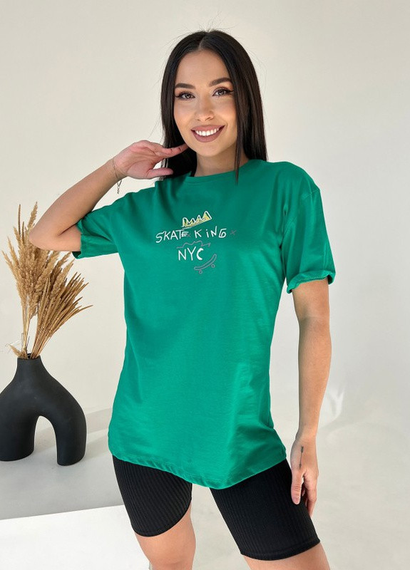 Зеленая летняя зеленая принтованная футболка оверсайз Magnet