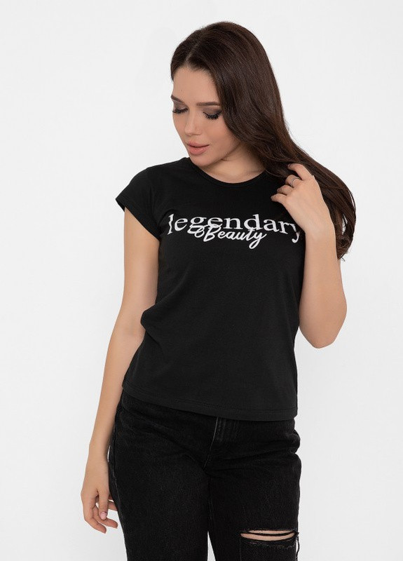 Бавовняна чорна футболка з написом Magnet - (259525890)