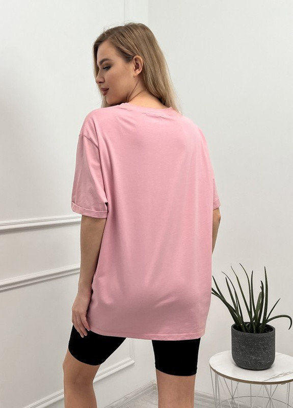 Розовая летняя розовая оверсайз футболка с молодежным принтом Magnet