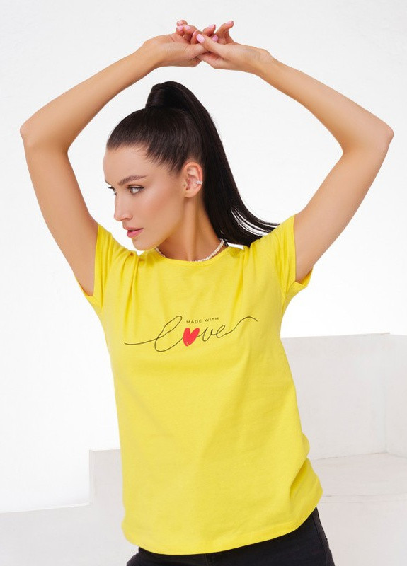 Жовта літня жовта бавовняна футболка з написами Magnet