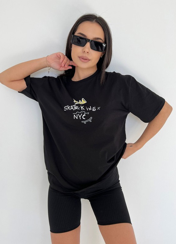 Чорна футболка принтована оверсайз Magnet - (259526211)