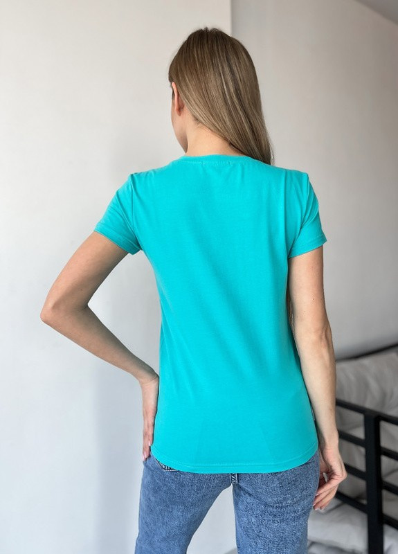Бирюзовая летняя бирюзовая футболка с ярким принтом Magnet