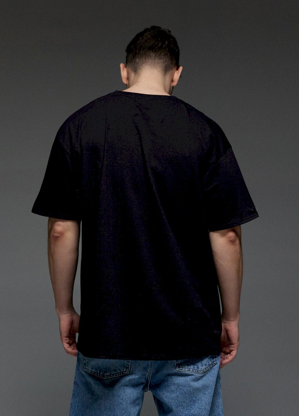 Чорна футболка oversize чоловіча чорна "елегантний, витончений, стильний" Aspirine