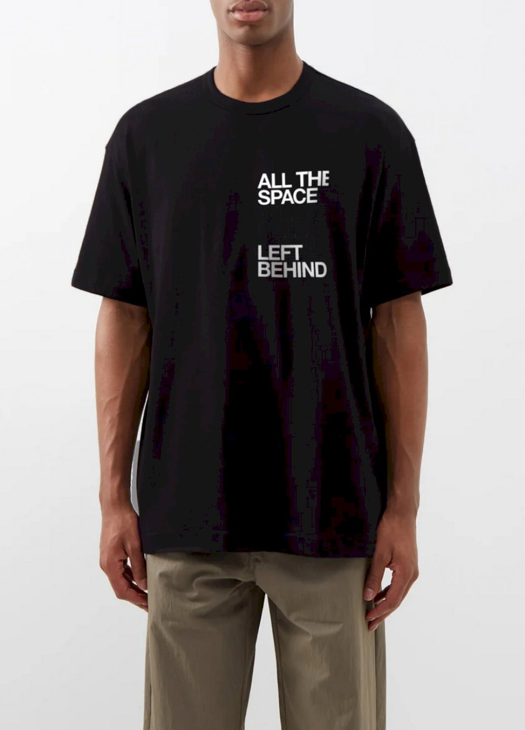 Черная футболка oversize мужская черная "все оставшееся позади пространство со временем будет заполнено вновь" Trace of Space