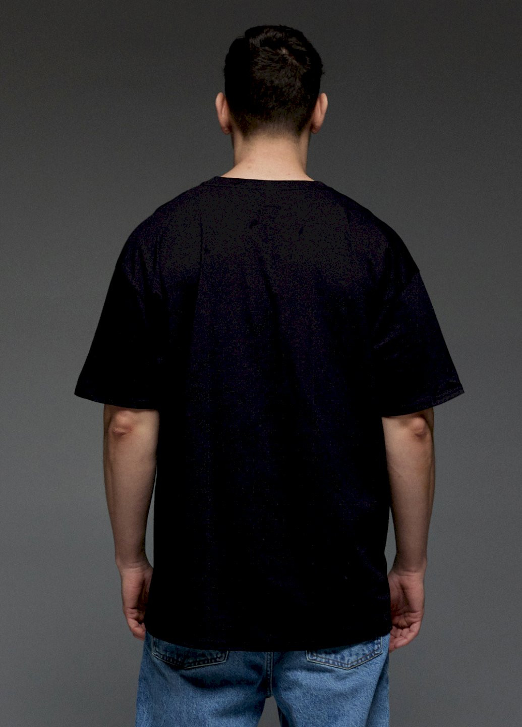 Черная футболка oversize мужская черная "череп-кіт" Aspirine
