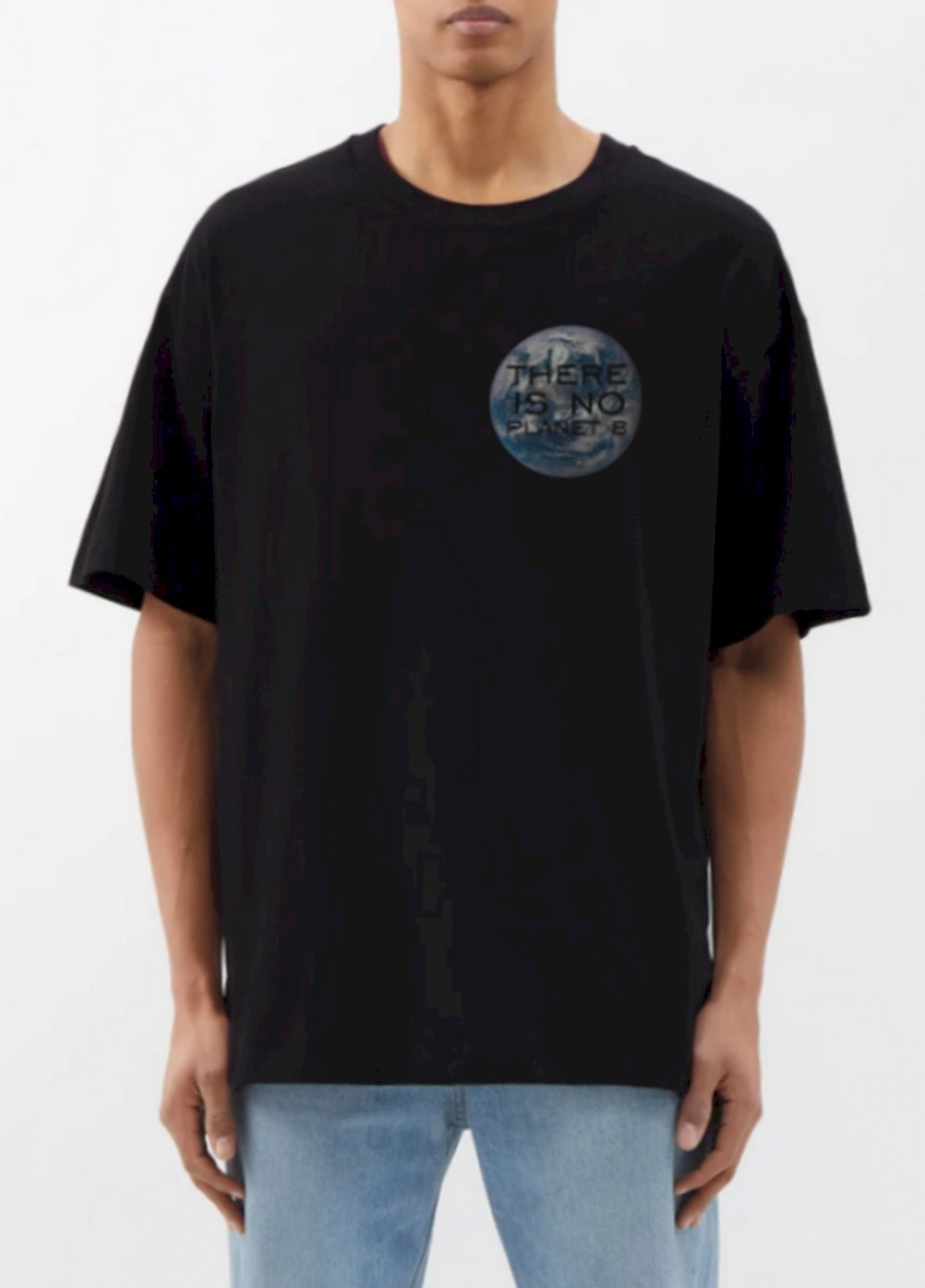 Черная футболка oversize мужская черная "не існує планети б" Trace of Space